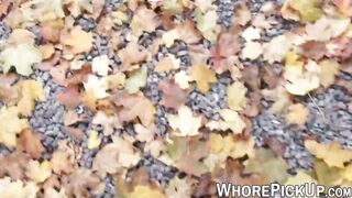 Euro street whore picked up and fucked doggystyle outdoor