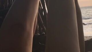 Public masturbation and flash compilation on the beach with people around