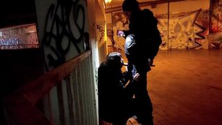 The obedient slut wife sucks dick in the underpass part 2