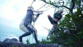 Goth Girl Bound and Played With - Public Kinbaku Shibari