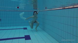Tight brunette Russian Katy Soroka takes a dip