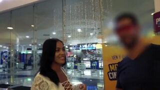 Latina Beauty Public Encounter and Untidy Facial